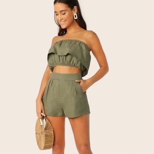 Ruffle tube top and short co-ord set